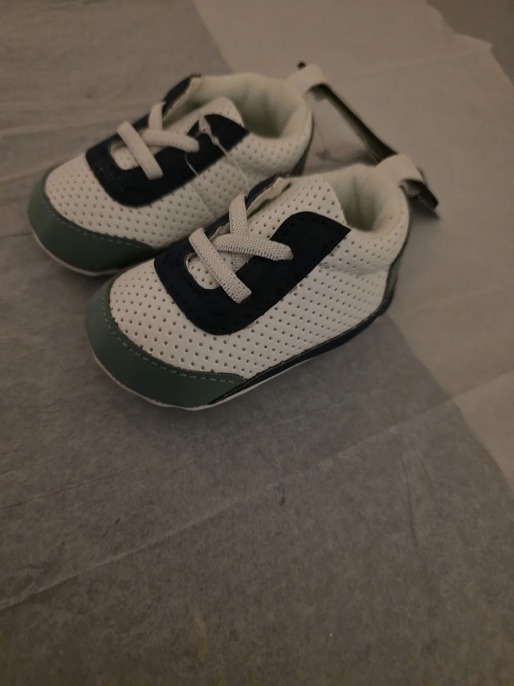 White and Navy Kids Casual Sneakers